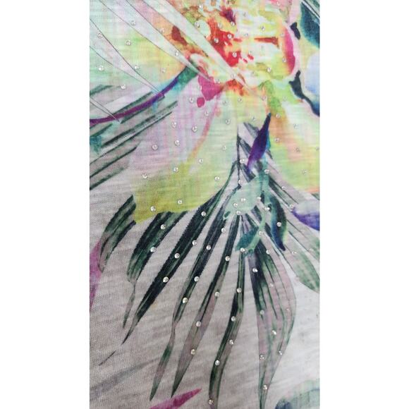 Time and Tru Multicolor Sparkly Short Sleeve Sublimation Blouse Womens Sz Large - Picture 7 of 10